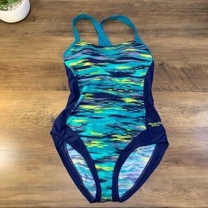 Roots swim one piece swim suit size 6 navy blue